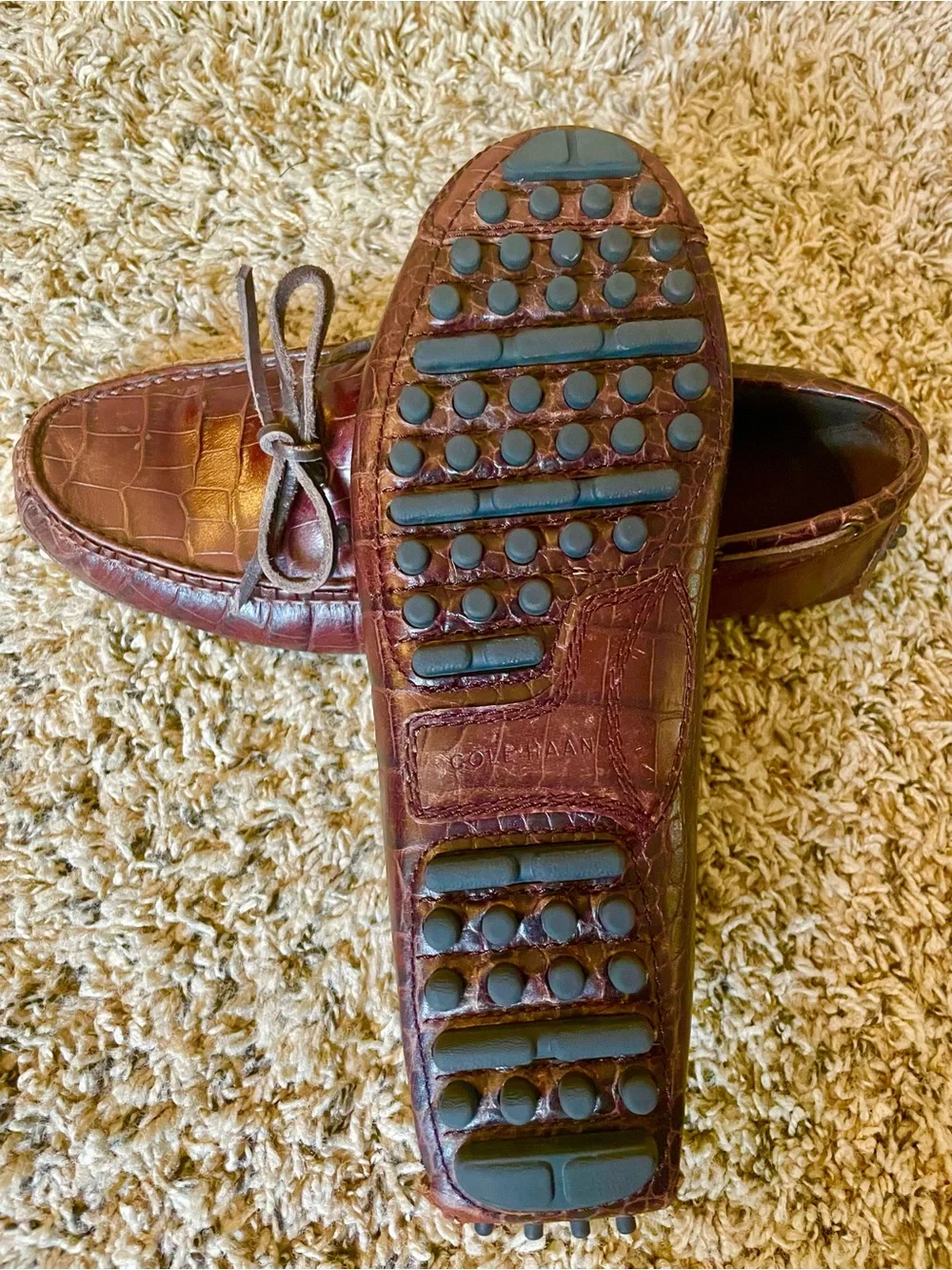 Cole Haan Men's Croc-Embossed Leather Loafers in Dark Brown